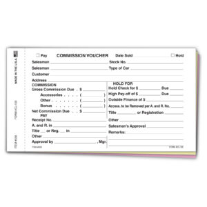 Commission Voucher Gross/Net- 3 Part NCR Qty. 100