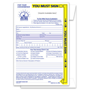 Custom After Hours Envelopes - Yellow Highlight - Self Seal