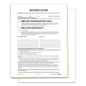 Multi-Part Interior Buyer's Guides - 2 Part - Implied Warranty - English - Lines - Edge-Glued