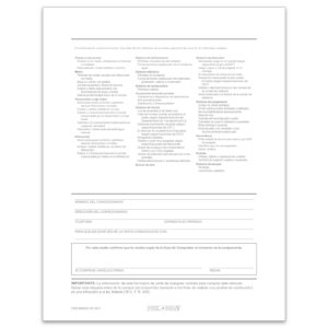 Multi-Part Interior Buyer's Guides - 2 Part - Backer Printing Only - Spanish