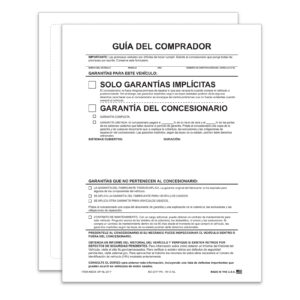 One-Part Exterior Buyer's Guide - Implied Warranty - Spanish - No Lines